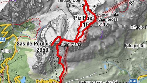 Pordoijoch - Sass Pordoi - Pordoi Scharte - Piz Boè - Bamberger Hütte - Pordoi Scharte - Pordoijoch