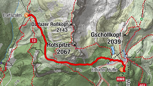 Bergstation Rofan Seilbahn - Dalfaz Alm - Bergstation Rofan Seilbahn