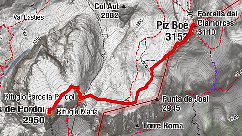 Dolomiten Sellagruppe, Alb. Col di Lana, Sas de Pordoi, Piz Boé retour 22.06.2016